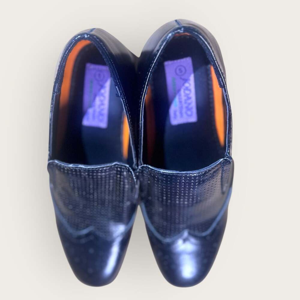 Jodano Collection Black Perforated Wingtip Slip-On Dress Shoes